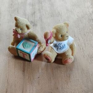 Adorable Tan Teddy Bear Set with Pink and White Accents